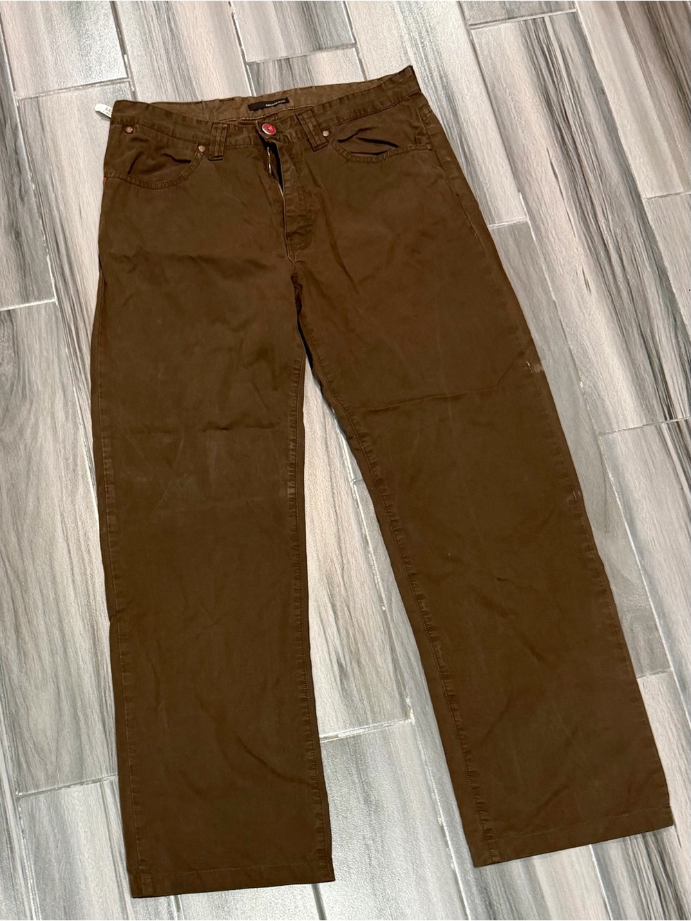 Armand Basi Vintage Y2K Men's Straight-Leg Chino Pants in Deep Brown